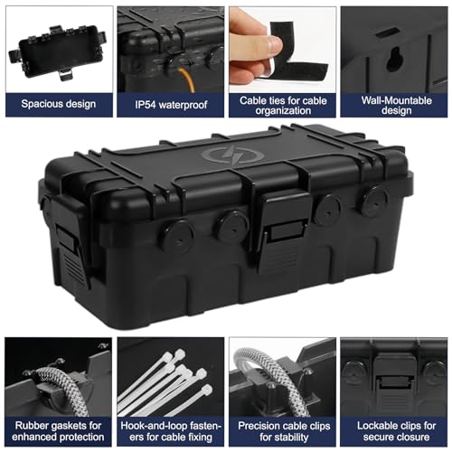 OUTDSPLY Medium Black Outdoor Electrical Box IP54 Waterproof 11.6x5.2x4.1 inches