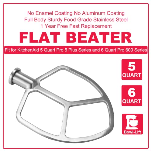 Stainless Steel Flat Beater for KitchenAid 5-6 Qt Bowl-Lift Mixers – Wiselet