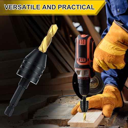 2Pcs Drill Chuck Adapter Keyless, 1/4 Inch Hex Shank Drill Bit Adapter Converter for Impact Driver, Quick Change Impact Drill Chuck Adapter in 0.6-8mm, 0.3-3.6mm for Tool Attachment