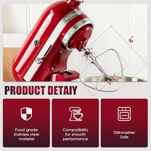 K45B Stainless Steel Flat Beater for KitchenAid 4.5-5 Qt Tilt-Head, Original Stainless Steel Paddle Attachment - Mttobo