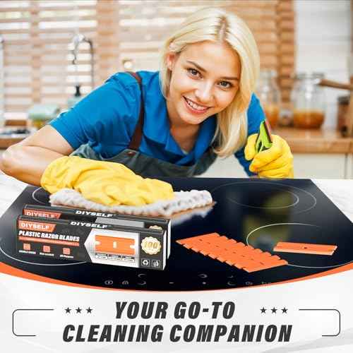 DIYSELF Plastic Razor Blades | 200-Piece Blade Replacement for Plastic Razor Scraper | Plastic Blades for Glass, Metal, Floors, Marble and Tile surfaces | Adhesive Remover