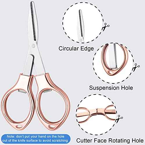 Tatuo 8 Pcs Stainless Steel Scissors Folding Mini Scissor Anti Rust Portable Keychain Scissors Small Glasses Shaped Compact Shear Telescopic Cutter for Travel School Office (Folding, Folding Style)