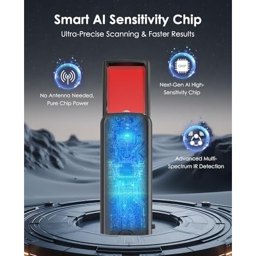 Upgraded Hidden Camera Detector, AI-Powered Anti-Spy Device, Bug & GPS Tracker & RF Detector, Portable Spy Camera Finder for Hotels, Travel, Home & Office