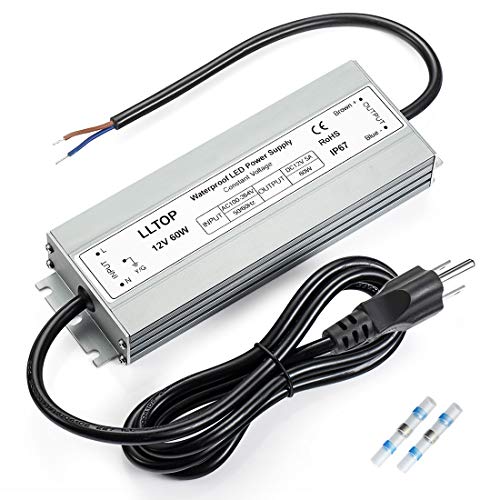 LLTOP 12V 60W Waterproof IP67 LED Driver Power Supply 5A - UL Certified