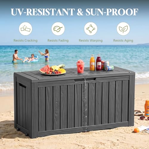 Vixzen Lockable Outdoor Storage Box 130 Gallon Capacity - Black