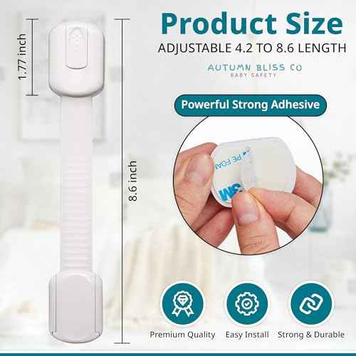 Original Cabinet Locks Baby Proofing (6 Pack Black) - Child Locks for Cabinets and Drawers - Door Locks for Kids Safety and Fridge Lock for Child Proofing