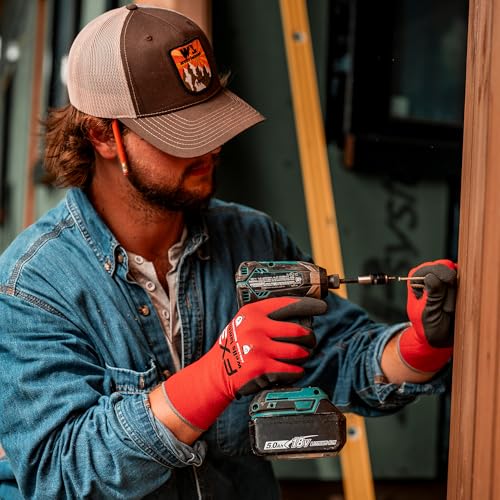 Wells Lamont 6-Pairs Men's FX3 Nitrile Gloves, Coated Grip Work Gloves, Red, Large (448LK-600)