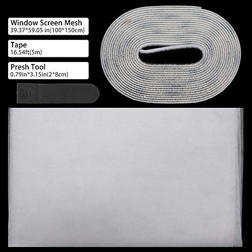 Flyzzz 39.37x59.02 Inch Self-Adhesive Window Screen Mesh Netting Pack White