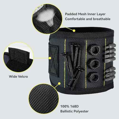Magnetic Wristband for Tools, Father, Colleague, Built-in 15 Magnets, Adjustable Size, Suitable for Fixing with Screws, Nails and Wrenches (2)