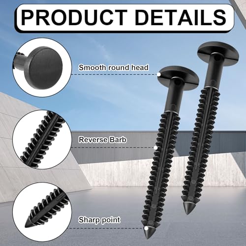 Black Vinyl Shutter Fasteners 3 Inch - 18 Pack, Durable UV Protected Pegs