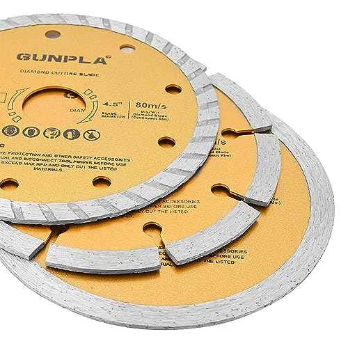Gunpla 3 Pieces 4-1/2 inch Diamond Cutting Blade Continuous Segmented Turbo Rim Dry Wet Circular Saw Cutter Angle Grinder Disc 7/8 inch Arbor with Reducing Ring 5/8 inch for Tile Masonry