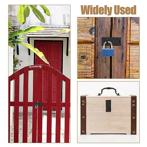 3Inch Lock Hasp Latch, 4 Pack Black Hasp Latch Padlock Hasp Door Slide Latch Safety Packlock Clasp Gate Locks for Wooden Fence, Pet Cage, Cabinet, Window, Garden, Yard