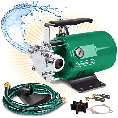 SumpMarine Water Transfer Pump Without On/Off Switch 115V 330 GPH Portable Electric Pump with 6' Hose Kit