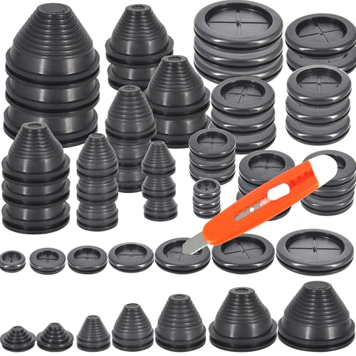 28 Pack Rubber Grommets Wire Protection Kit - Firewall Hole Plugs for Electrical & Plumbing