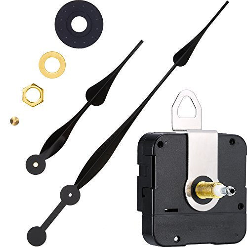 Hicarer Black Quartz Clock Movement High Torque 9/10" Shaft, Includes Hands & Hardware, Gold Variation 1-1/5" Shaft