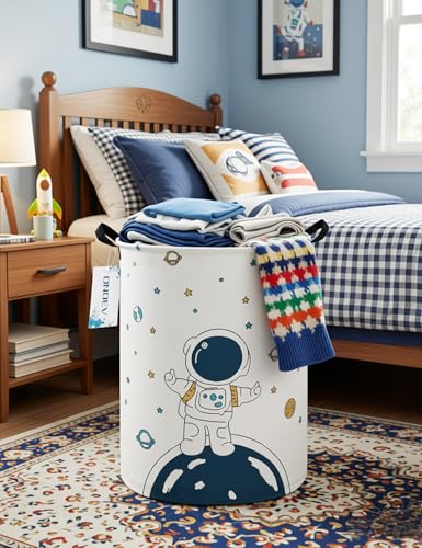 Round Collapsible Astronaut Space Laundry Hamper for Teens and Adults - Star Astronaut