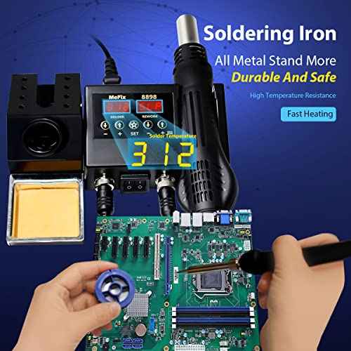 MeFix 8898 Portable 2 in 1 Soldering Iron Station SMD Hot Air Rework Station