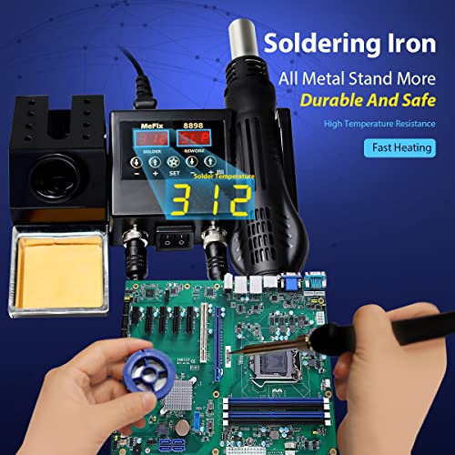 MeFix 8898 Portable 2 in 1 Soldering Iron Station SMD Hot Air Rework Station