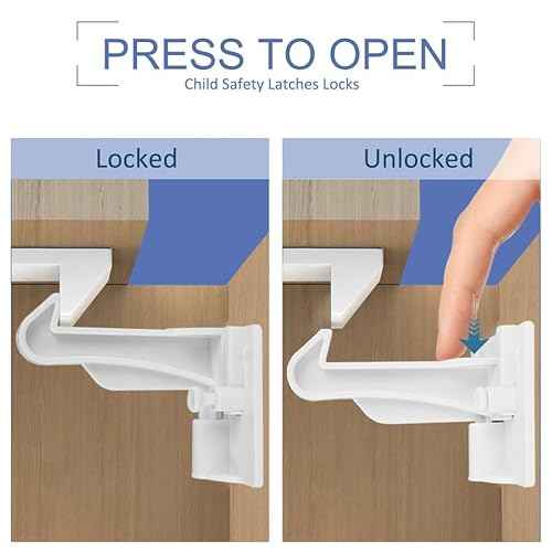 Invisible Baby Proofing Cabinet Latch Locks, 10 Pack, No Drilling or Tools Required, Works with Most Cabinets and Drawers, Countertop Overhangs, Highly Secure