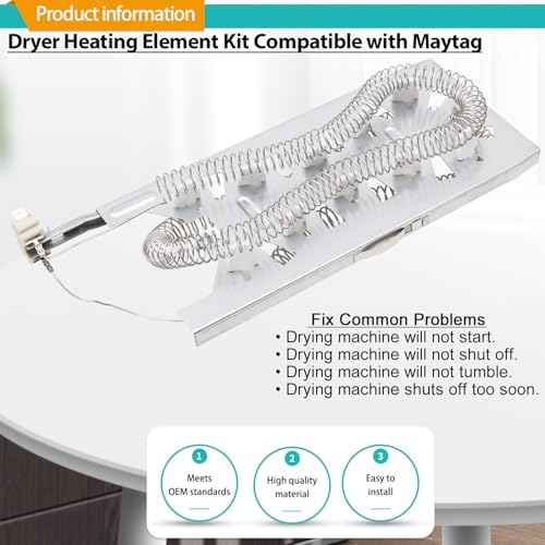 Dryer Heating Element Kit Fit for Maytag MED6630HW1 MED6230HW1 MED6230HW2 MED6230HW3 MED6230HW0 MED6630HC0 MED6630HW0 MED6630HC1 MED6630HC2 MED6230HC0 MED6230RHW0 MED6230RHW1