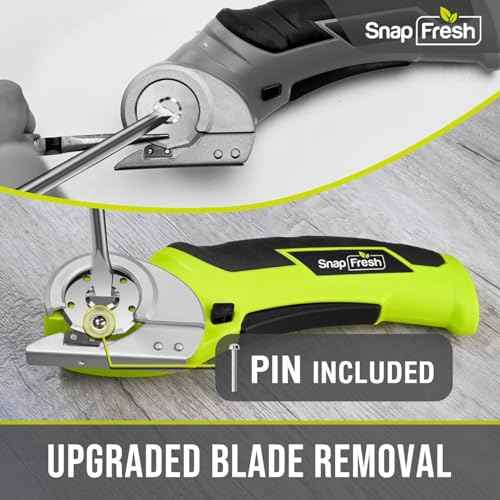 SnapFresh Cordless Electric Scissors, 4V Electric Mini Box Cutter, Carpet & Cardboard Cutter Tool with a Replacement Blade/Charger, Rotary Cutter for Cardboard Packages Leather Plastic £¨Green£©