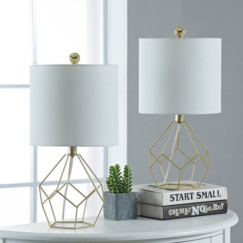 19" Bedside Table Lamp Set (Set of 2) Gold