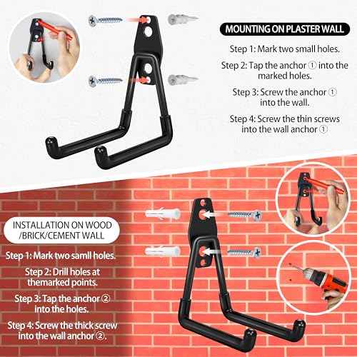 18 Pack Garage Hooks Heavy Duty - Anti-Slip Coating£¬ Garage Storage Hooks for Hanging Bike£¬Ladder£¬Garden Tools£¬Hose