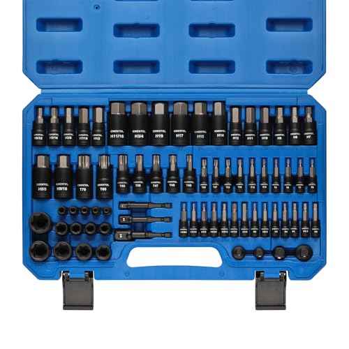 EMENTOL 71-Piece Torx Bit & Hex Bit Socket Set, Master SAE/Metric, 1/4", 3/8" and 1/2" Drive, S2 and CrV Steel, Includes E4-E24, Socket/Drill Adapter