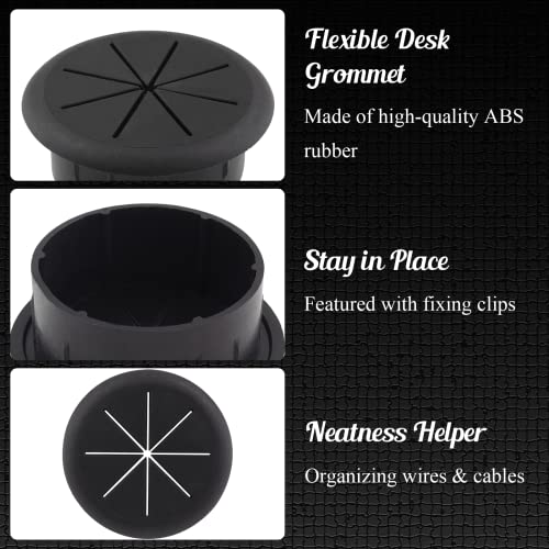 2pcs 2 Inch Black Cable Grommet Desk Cable Management Insert
