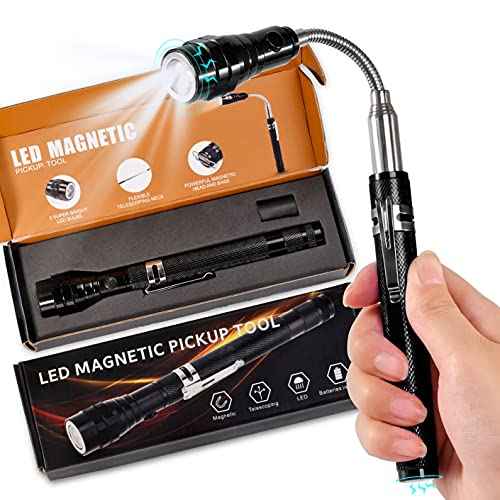 Magnetic Flashlight Gifts for Men Stocking Stuffers for Men Adults Pickup Tool Cool Extendable Magnet Telescoping Gadgets Christmas Birthday for Dad Him Husband Boyfriend Grandpa Handyman Mechanics