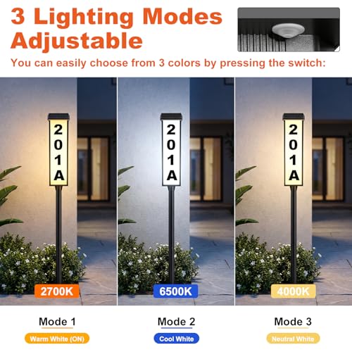 Brightever Solar Address Sign 1 Pack with Dual Panels & 3 Adjustable Heights