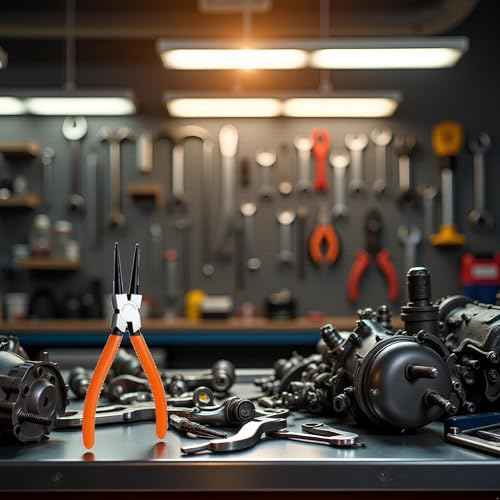 Orange Red Heavy Duty 7" EXTRA LONG External Straight Retaining Ring Clip Circlip Removal Plier Snap-Ring Pliers, Slip-Joint Pliers Side-Cutting Plier Sets Needle-Nose