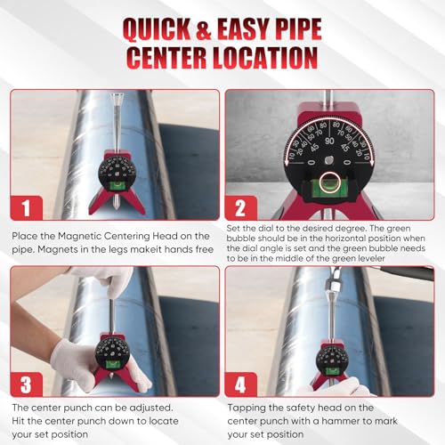 Magnetic Pipe Center Finder Tool, Y-Shape Pipefitter Gauge with