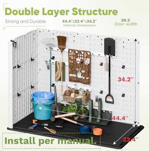 Devoko White Vertical Outdoor Storage Cabinet 26 Cu Ft Waterproof Lockable Shed