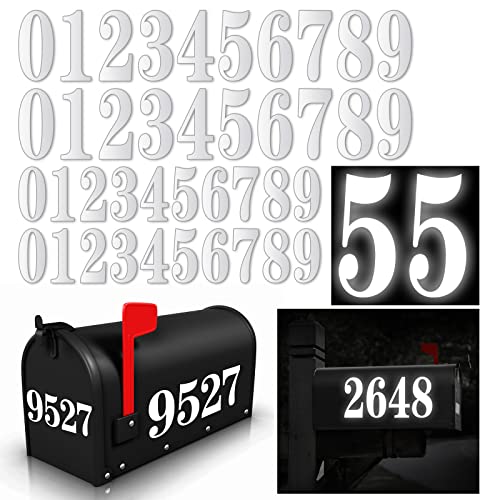 Kattykitty 60 PCS White Mailbox Numbers - 4 Inch & 3 Inch Self-Adhesive House Address Signs Set