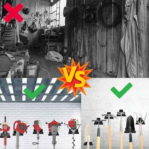 2 PCS Garage Organizer Trimmer Rack, Wall Mounted Tool Hanger for Grass Trimmer, Hedge Trimmer, Weed Whackers & Garden Tools ? Heavy Duty, Space-Saving, Anti-Rust Storage Rack for Garage & Home