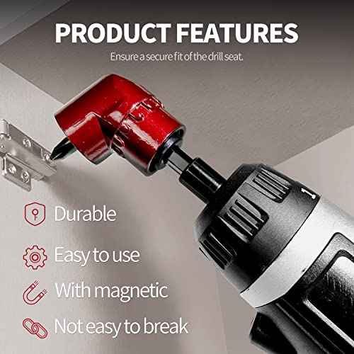 1/4 Inch 105 Degree Right Angle Driver Adapter Hex Shank Power Screwdriver,Quick Change Drive and Magnetic Bit Socket Right Angle Drill Attachment Adapter