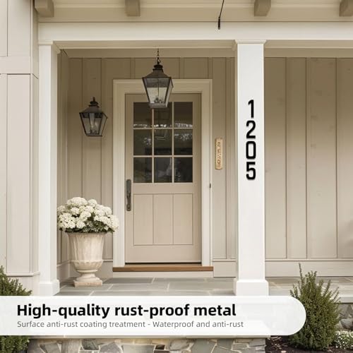 APCSXRB 5-Inch Black Metal House Numbers with Nail Cover - Modern Outdoor Address Signage, Durable & Waterproof