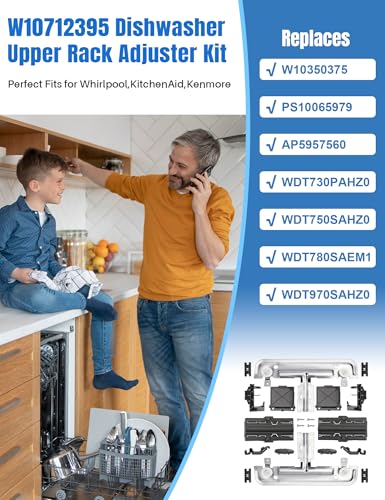 Upgraded 20-Piece Dishwasher Upper Rack Adjuster Kit - W10712395 Compatible with Whirlpool/Kenmore/Kitchenaid