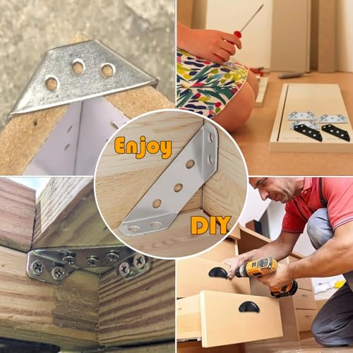 Silver Furniture Corner Connector 20PCS Stainless Steel L Brackets for Wood Shelves Cabinets