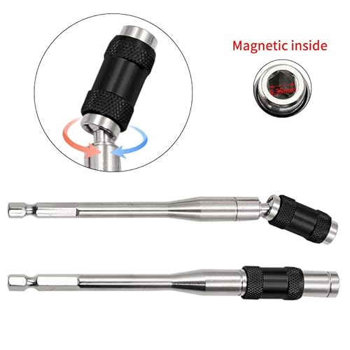 Pivoting Bit Tip Holder 1/4¡±Magnetic Screw Drill Tip Pivot Screwdriver Bit Holder Magnetic Screw Holder Extender Bendable in 20¡Æ Angle for Corners or Tight Spots (88mm)