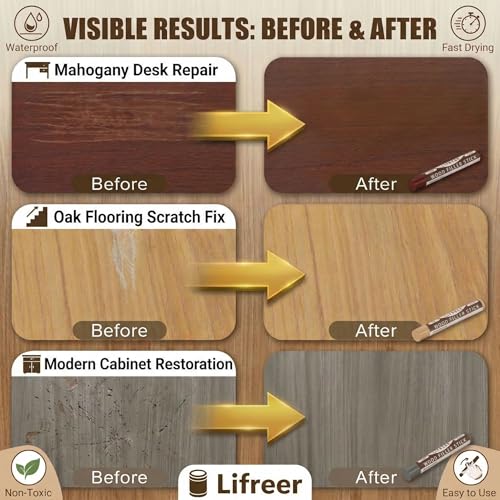 Lifreer 16-Color Wood Filler Sticks for Furniture & Floor Touch-Up - Quick & Durable Repair