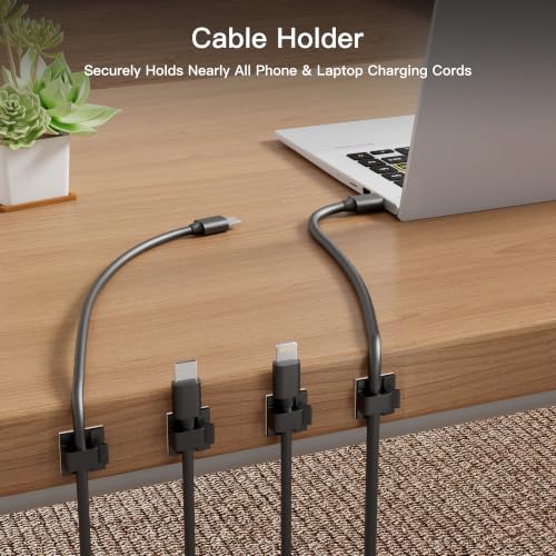 TEZOP Small Black Adhesive Cable Clips for Cord Management - 30 Pack