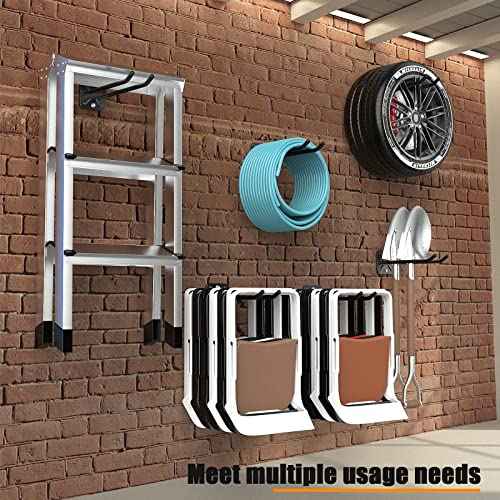 Garage Hooks, Heavy Duty Garage Hooks -12.4 Inch Wall Mount Hangers for Chairs, Power Tools, Garden Tools, Tires & More - Max 120 lbs (2-Pack)