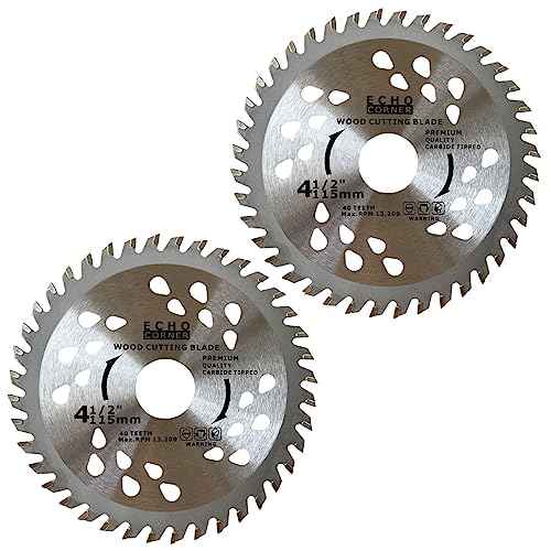 2-Pack 4-1/2-Inch 40T Angle Grinder Wood Cutting Blade, Fast Fine Cut Trimming Ripping Crosscut Wood MDF Plastic, 7/8" Arbor