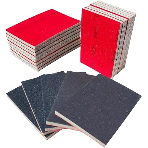 20 PCS 3 x 4 Inch 400-3000 Grit Ultra Fine Sanding Sponge, Soft Foam Sanding Sponge Paper Sandpaper for 1/8" Palm Pneumatic Sheet Sander Work for Automotive Metal Wood Furniture Polishing
