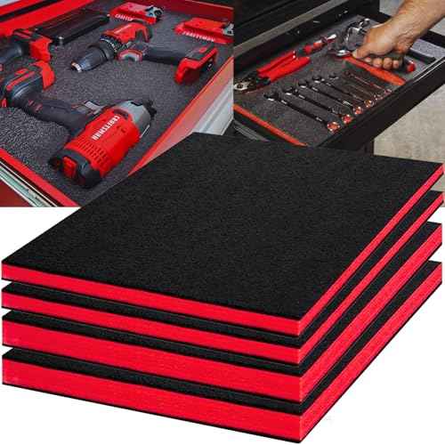Tool Box Foam 4Pack 2pc 16x12x2in & 2pc 16x12x1in, Foam Inserts for Cases, Polyethylene Storage Sheets for Toolbox Hard Case, Tool Shadow Insert, Kaizen Organizer