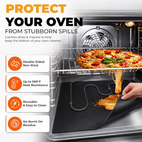 ThreadNanny 2 Pack 17x25 Oven Liners - Thick Non-Stick Heat-Resistant Mats, BPA/PFOA Free