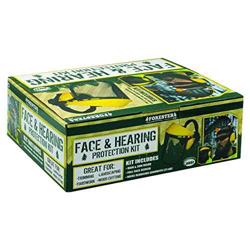 FORESTER Face Protection Equipment Kit - Visor Face Shield Ear Muffs Personal Protective Equipment Safety Gear Landscaping Tools Masks for Construction Workers Yard Work Accessories - Black and Yellow