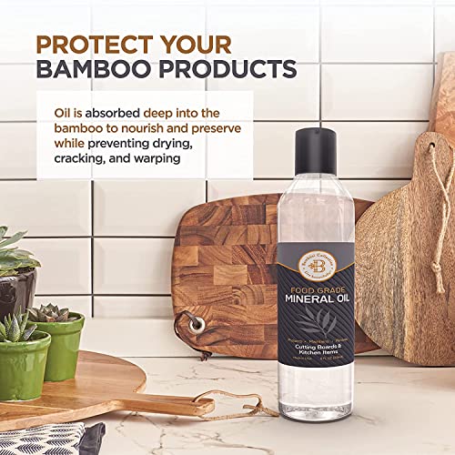 Bambüsi Food Grade Mineral Oil for Wood Cutting Boards - 7.3"L x 1.8"W, 8oz